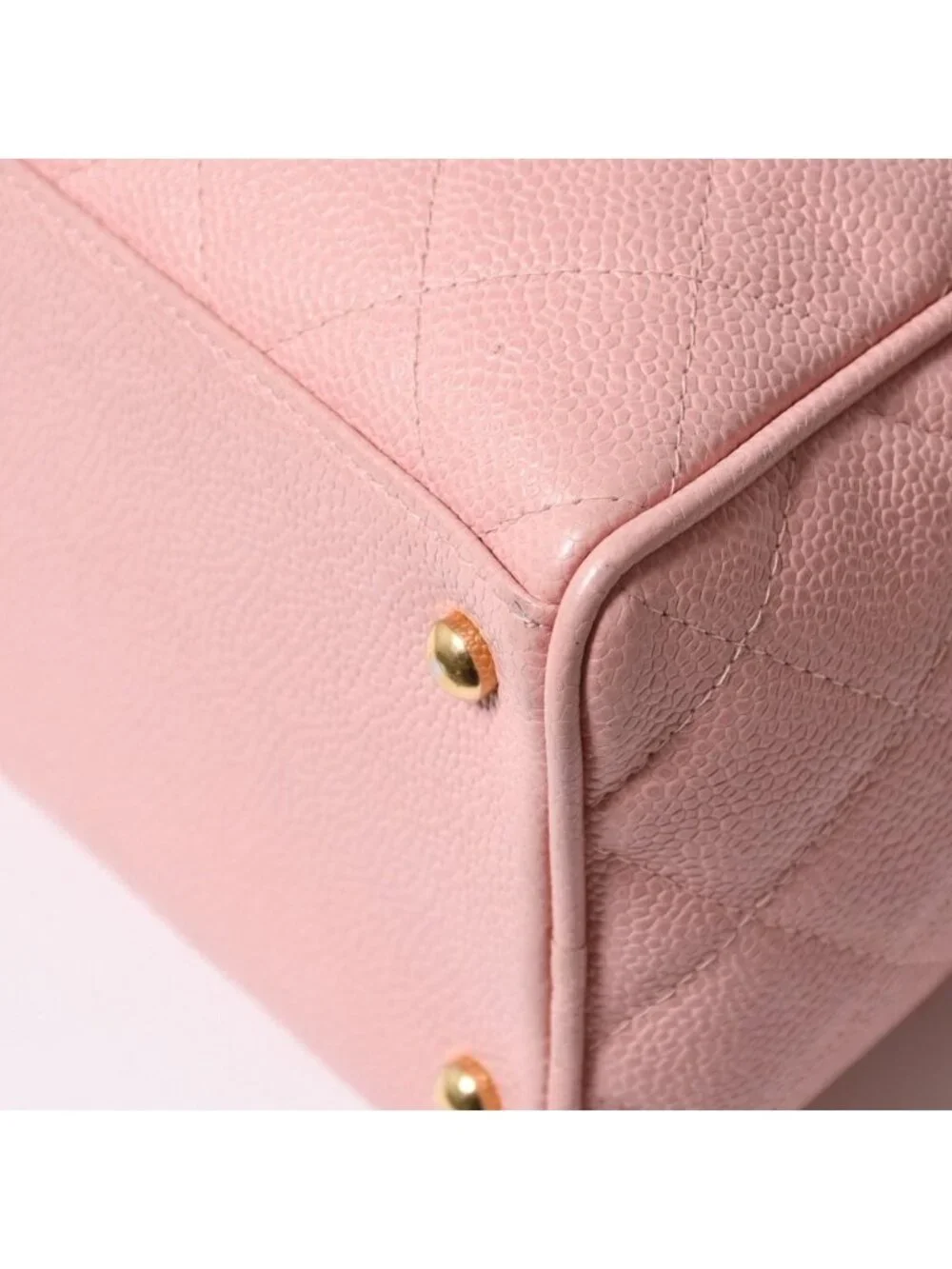 Chanel Jumbo CC Logo Quilted Bowling Bag Caviar Leather Pink Gold